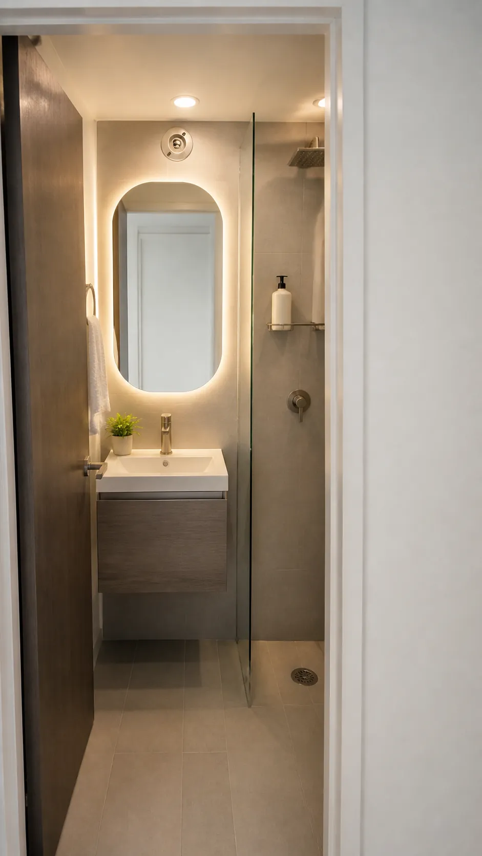 Baño secundario compacto y funcional